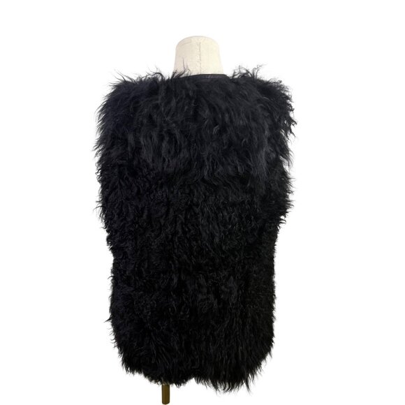 7 For All Mankind Womens Black Lamb Fur Sweater Vest Soft Fuzzy Texture Size S - Picture 3 of 9
